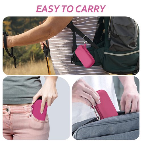 Linpr Heart Rate Monitor Case Compatible with KardiaMobile 6L & 1L, Travel Hard Shell Carrying Case for AliveCor Personal EKG Monitoring Devices, Includes Pill Box (Rose Pink)