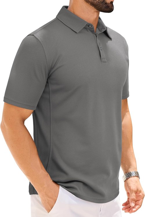 Alimens & Gentle Men's Tactical Polo Shirt - Short Sleeve Dry Fit Golf Top for Outdoor Sports