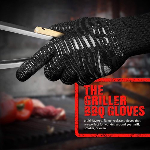 Glove Station Heat Resistant BBQ Gloves - Insulated Oven Mitts with Extra-Grip Silicone | Ideal for Cooking & Grilling