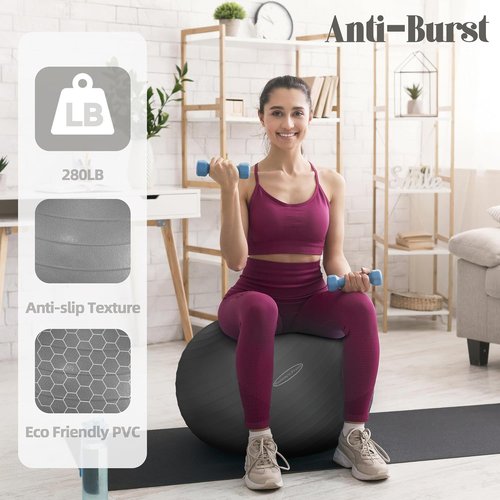 Fitvids Exercise Ball - Anti-Burst Slip Resistant Fitness & Yoga Ball with Quick Pump | 65cm Size