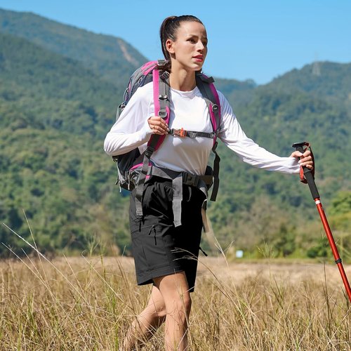 Ksmien Women's Hiking Cargo Shorts - Quick Dry Lightweight Design with Zipper Pockets | Perfect for Travel & Camping