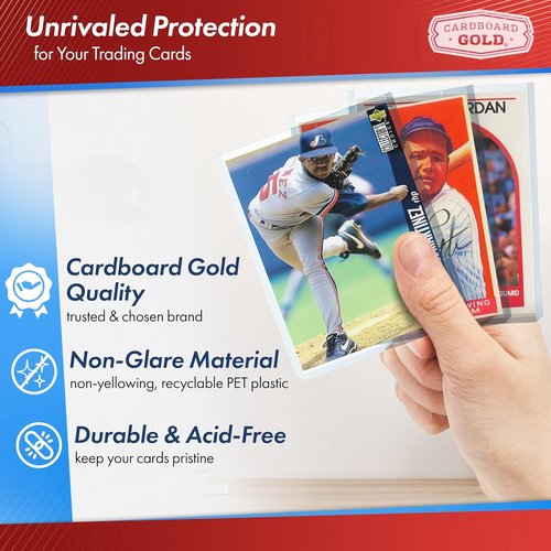 Cardboard Gold | 100pt Top Loaders for Cards - Premium 3x4 Inch Protectors - 100 Count Crystal Clear Sleeves