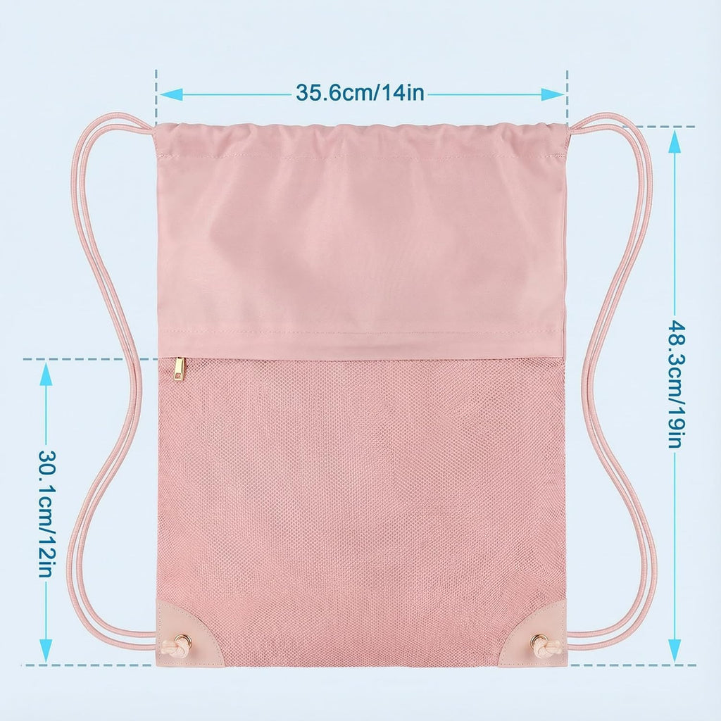 Skiennix Drawstring Backpack Gym Bag - Lightweight Cinch Sports Sackpack for Travel & Yoga, Pink