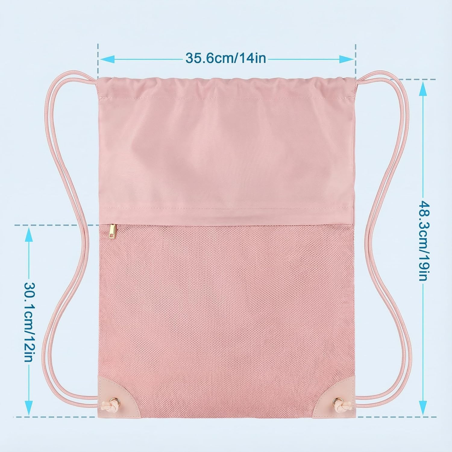 Skiennix Drawstring Backpack Gym Bag - Lightweight Cinch Sports Sackpack for Travel & Yoga, Pink
