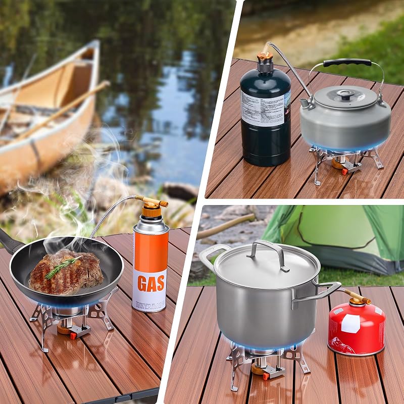 3900W Windproof Camping Stove with Piezo Ignition – Portable Backpacking Stove (WADEO)