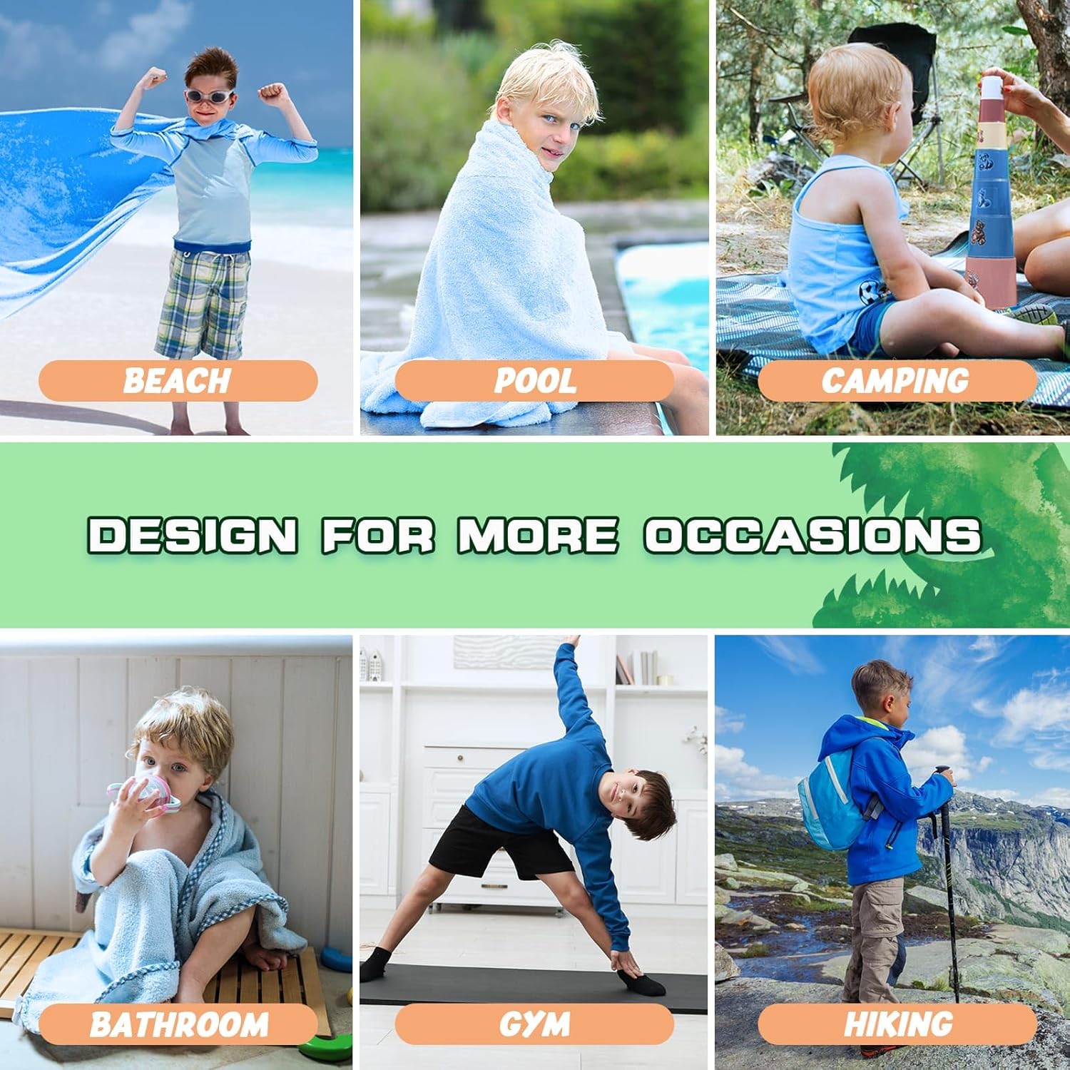 WERNNSAI Dinosaur Kids Beach Towel - Quick-Dry, Ultra-Absorbent, 30” x 60” for Boys | Perfect for Pool & Travel