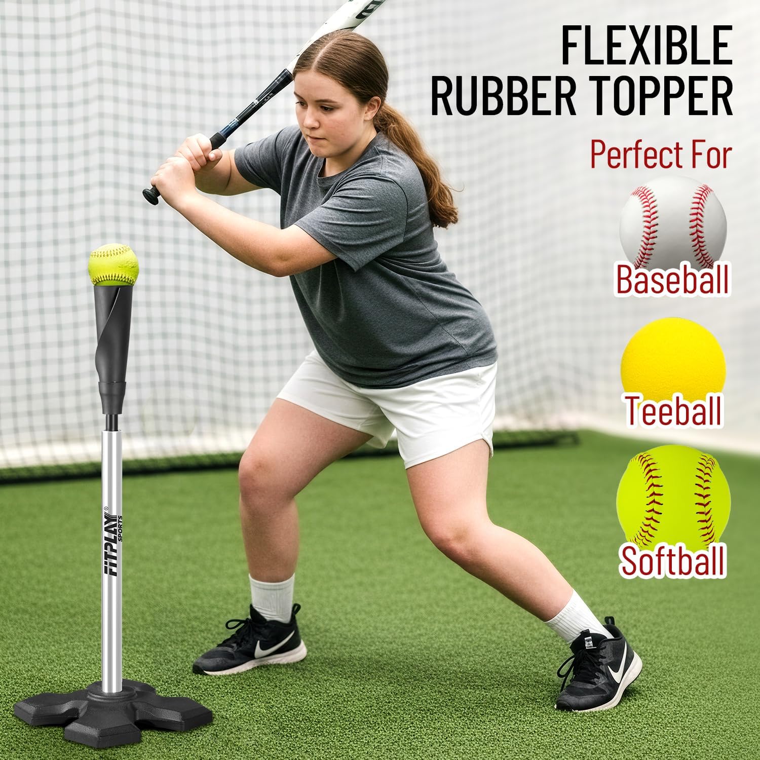 Skiennix Portable Baseball & Softball Hitting Tee - Height Adjustable 25-37 Inches, Easy Carry Design