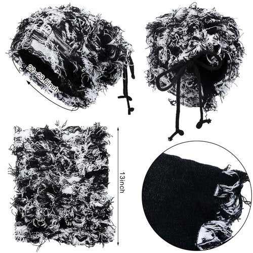 Cozypower 2 Pcs Unisex Distressed Dreadlock Beanie Hat Rasta Cap Winter Open Turban Dread Hair Wraps for Men Women(Black and White,Classic)