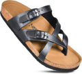 AEROTHOTIC Recovery Slides - Comfortable Memory Foam Cork Footbed | Adjustable Buckle Straps for Women