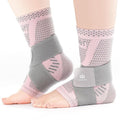 INDEEMAX Ankle Brace - Copper Infused Compression Sleeve for Pain Relief | Pink Silver, Size S