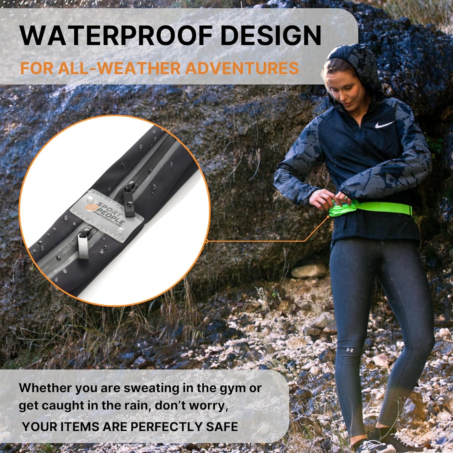 Skiennix Running Belt - Waterproof Phone Holder with Reflective 2-Pocket Design | Adjustable Waist Pack for Essentials