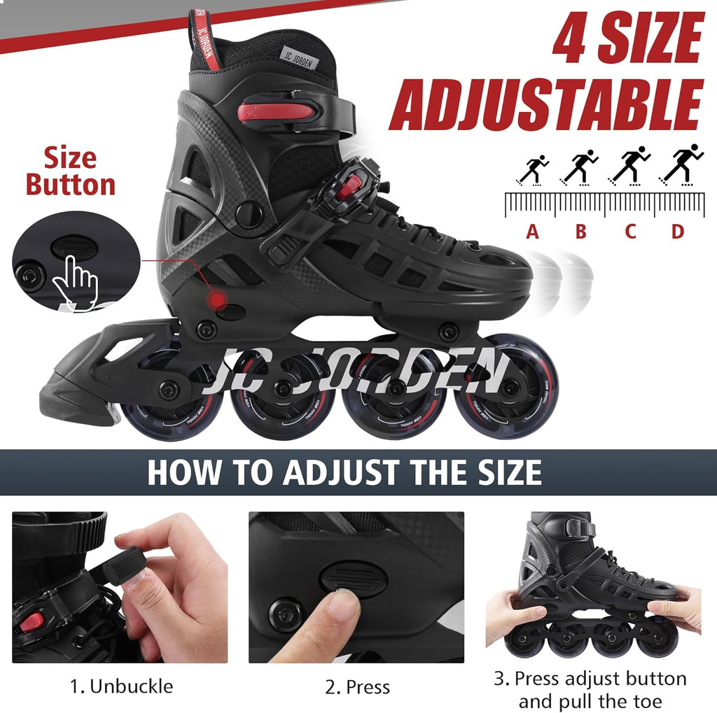 Skiennix Adjustable Inline Skates for Kids | Light-Up Wheels & Durable Outer Shell | Sizes 4-12