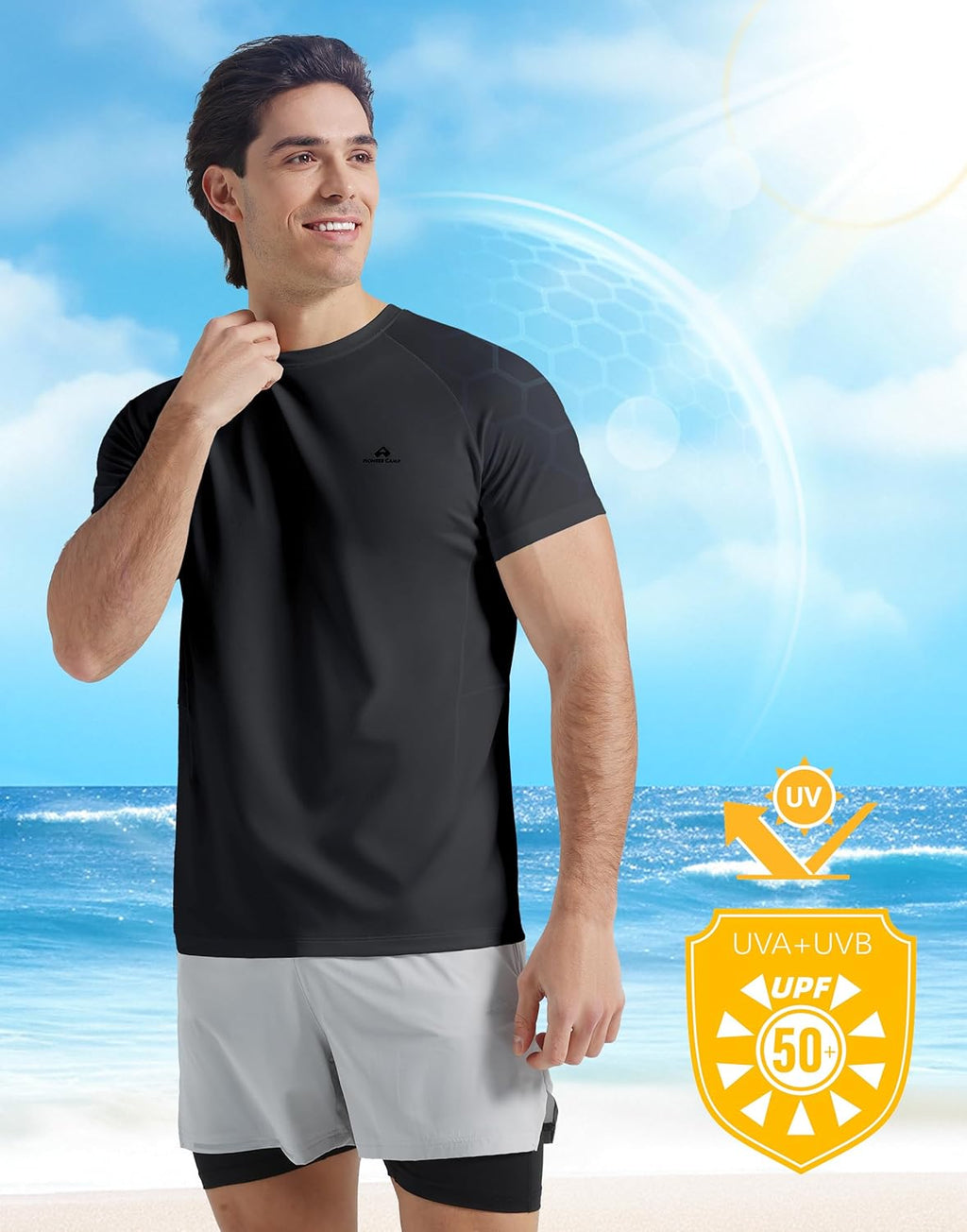 Pioneer Camp Men's Performance Running Shirt - Moisture Wicking & UPF 50+ Short Sleeve Gym Top
