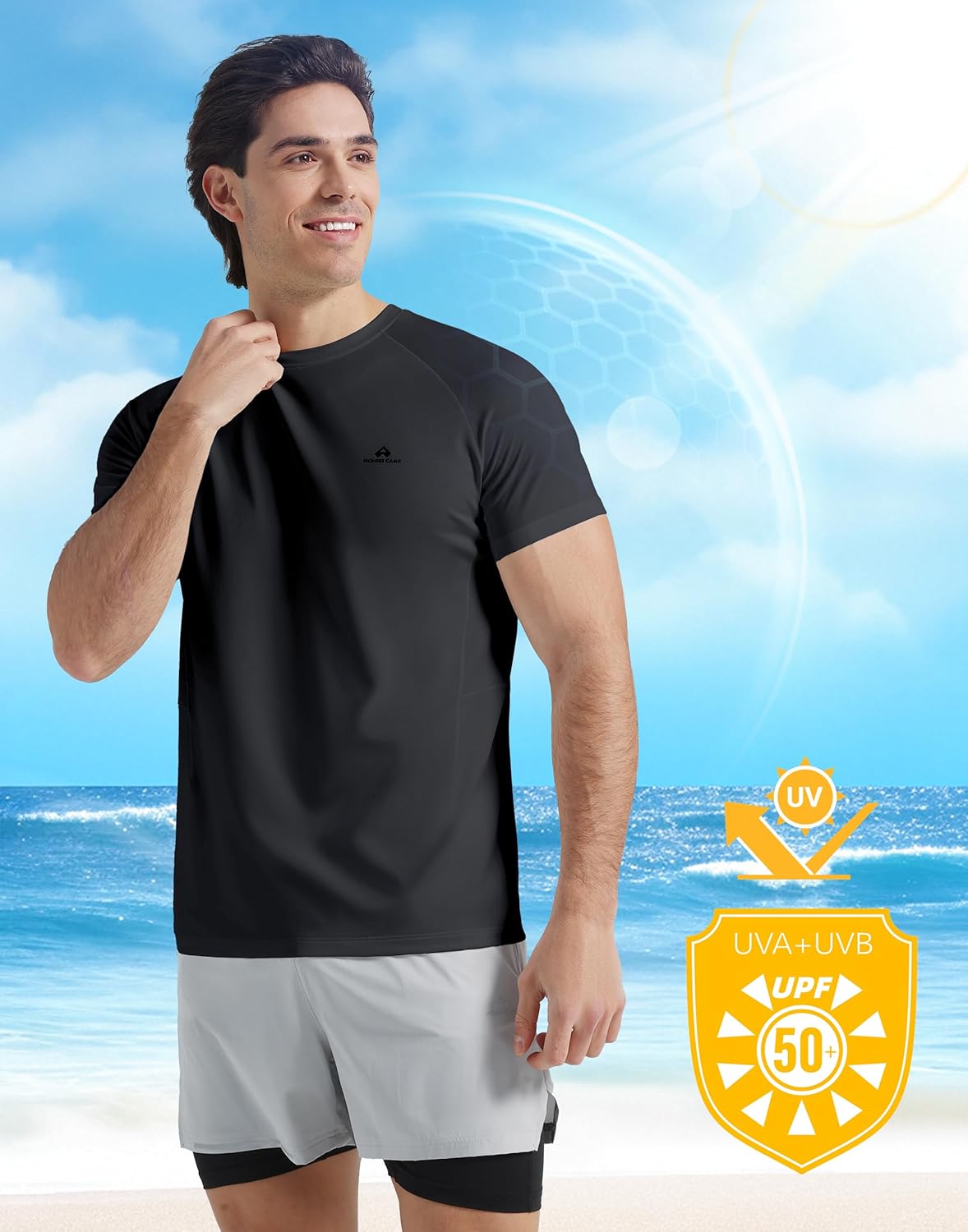 Pioneer Camp Men's Performance Running Shirt - Moisture-Wicking, UPF 50+, Short Sleeve Activewear