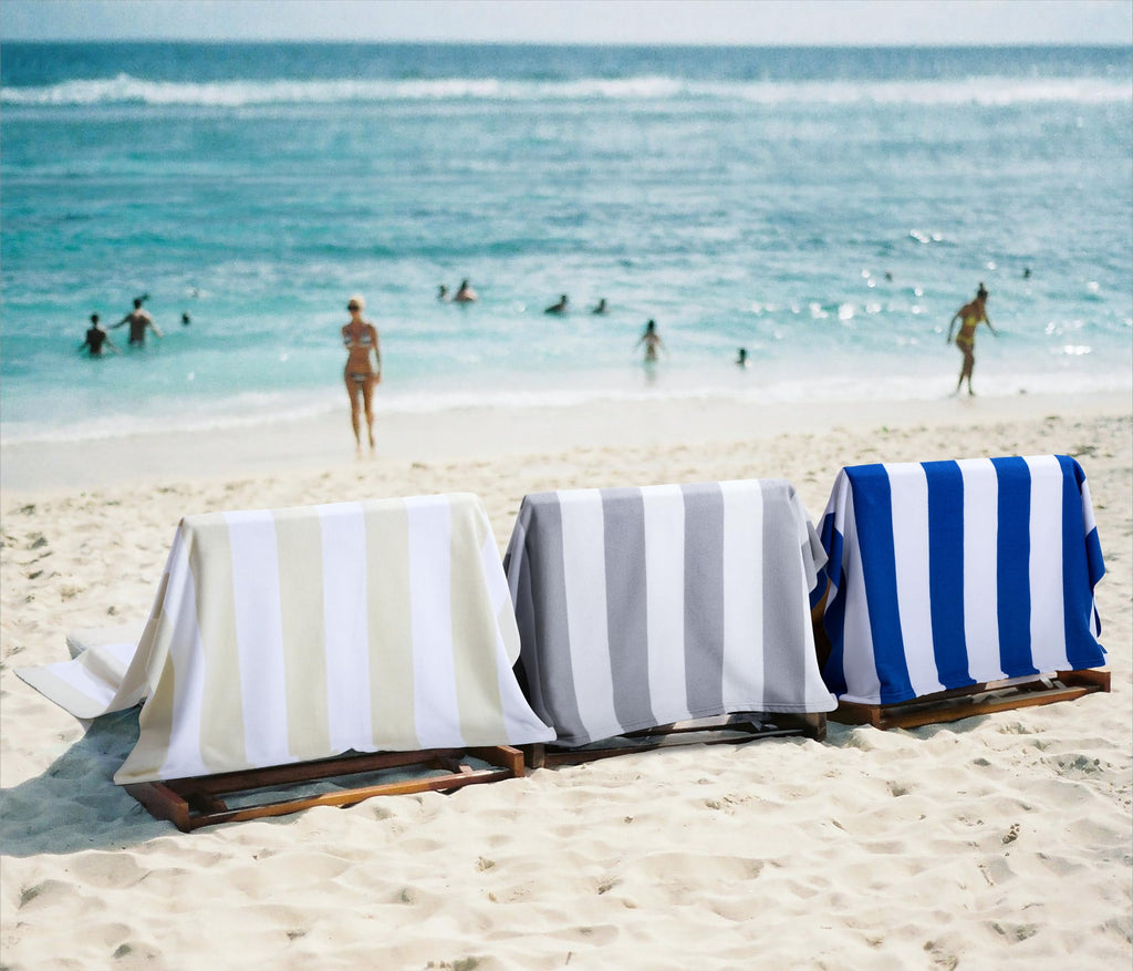 WILFA Extra Large Beach Towel - Oversized Mircofiber Beach Towel 40'' x 70'', XL Striped Lightweight Pool Towel, Big Cabana Swim Travel Towel for Adults Mens Women,Blue