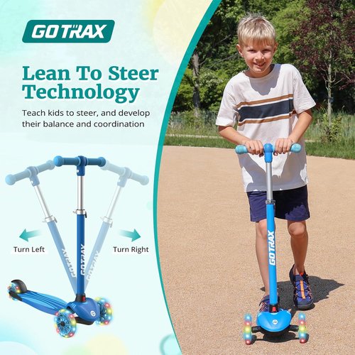 Gotrax KS1 Kids Kick Scooter - LED Lighted Wheels, Adjustable Height Handlebars | Safe & Fun for Ages 2-8, Up to 110 Lbs