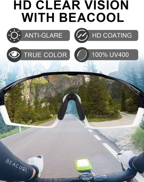 BEACOOL Polarized Sports Sunglasses - UV400 Protection | Lightweight TR90 Frame for Cycling, Fishing, Golf