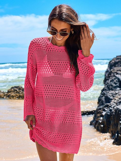 ANRABESS Women Swimsuit Crochet Swim Cover Up 2026 Summer Bathing Suit Swimwear Mesh Knit Beach Dress Vacation Outfits