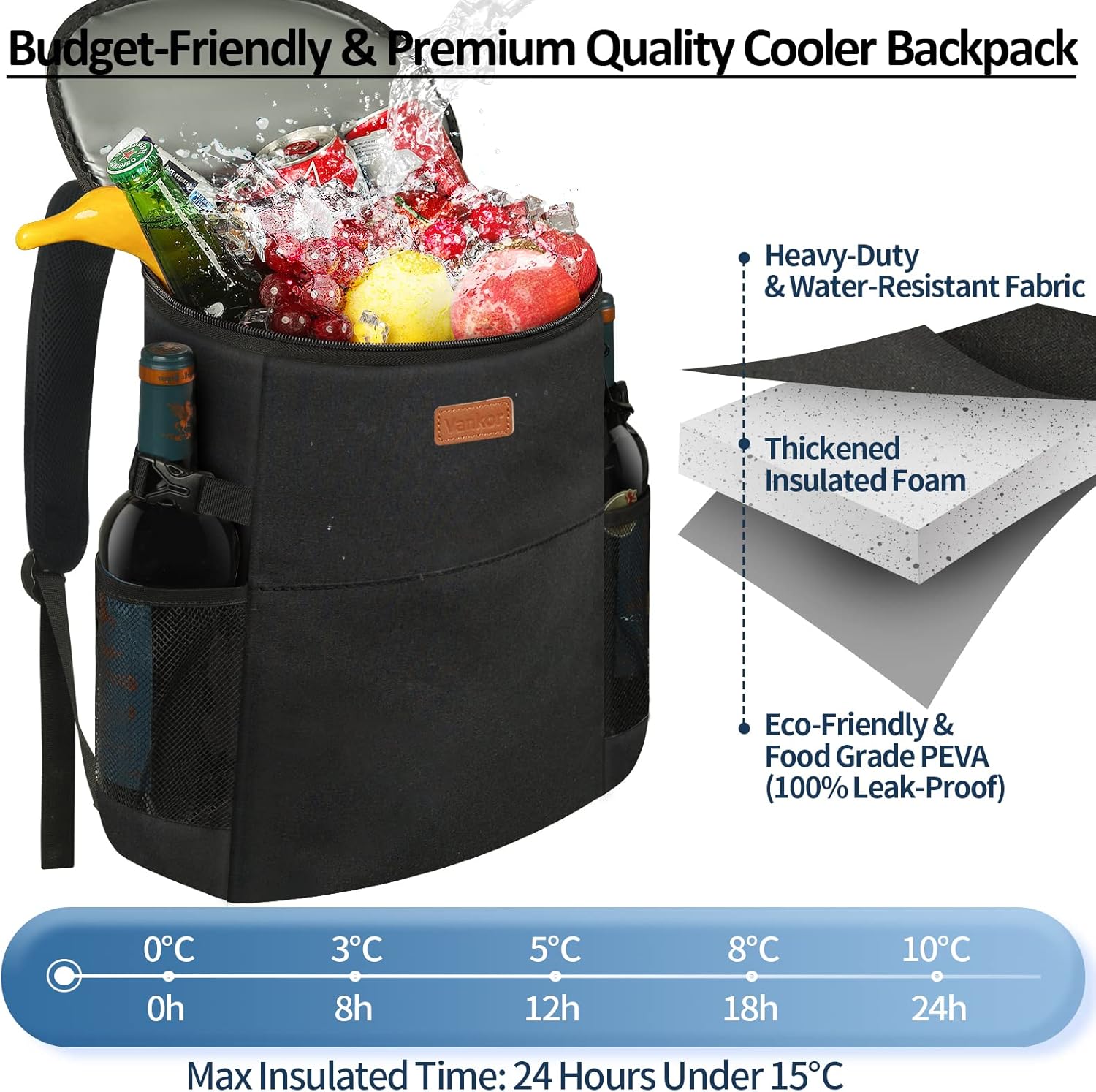 Skiennix Camping Cooler Backpack - Insulated & Leak-Proof for 30-45 Cans | Waterproof Thermal Bag for Travel, Picnics & Beach