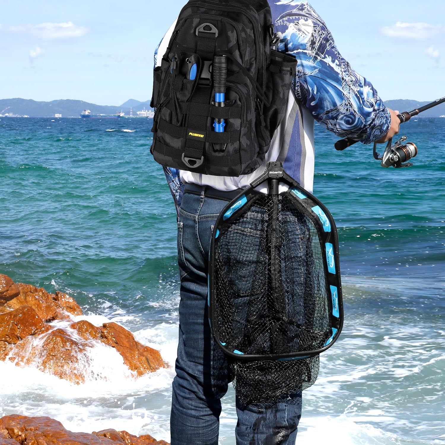 PLUSINNO Floating Fishing Net - Rubber Coated, Foldable Design with Telescoping Handle | Ideal for Steelhead, Salmon, Bass, and Trout Fishing