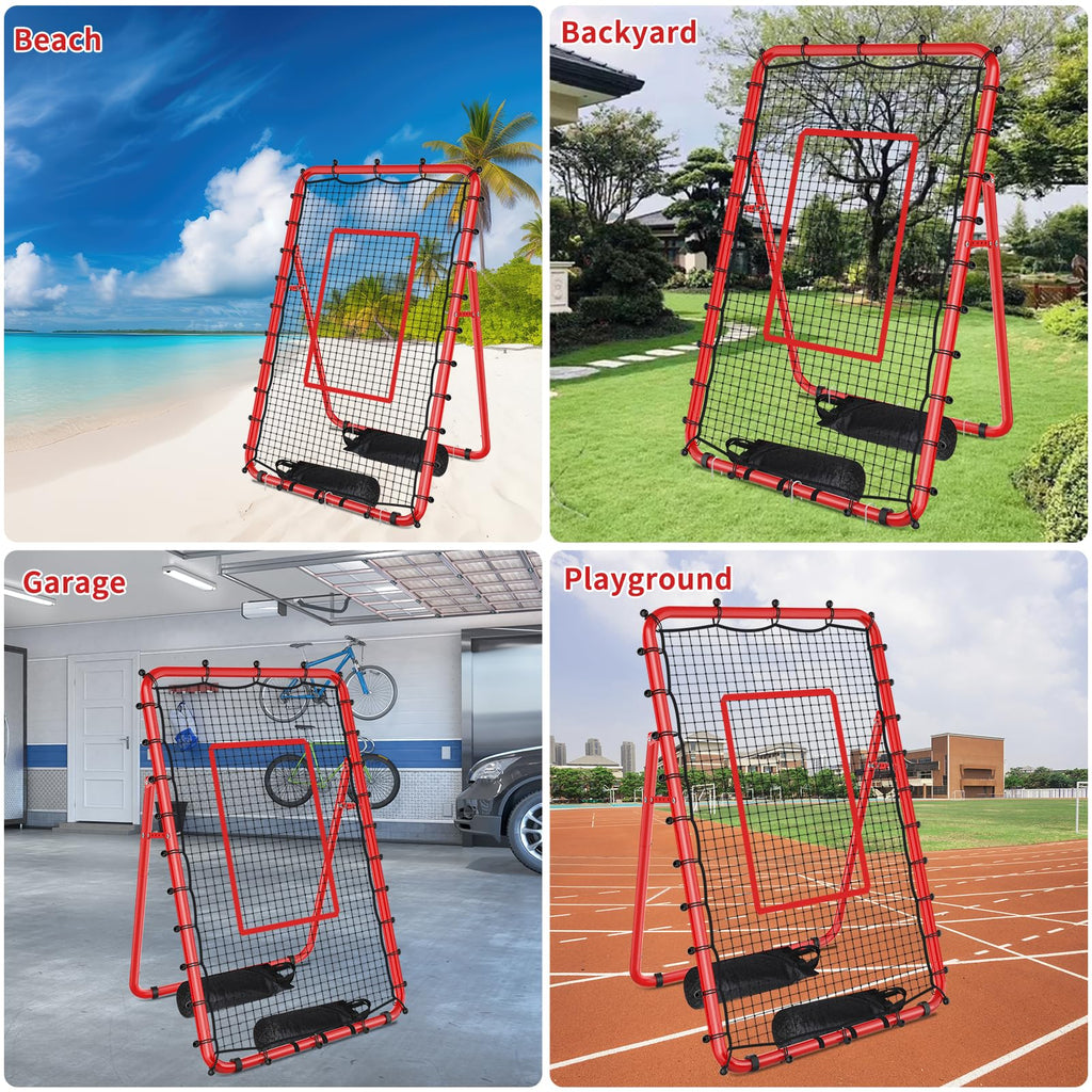 TomCare 7x4FT Volleyball Rebounder Net Bounce Back Training Equipment with 5 Adjustable Angles Volleyball Practice Net for Bumping & Spiking Portable & Steady Indoor Outdoor Rebound with Sandbags