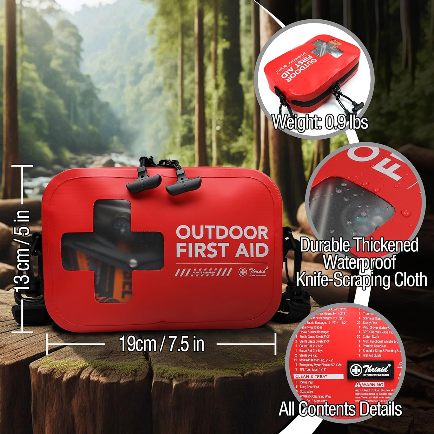 152 PCS Waterproof First Aid Kit - Portable Emergency Medical Kit for Boating, Camping & Fishing | Red