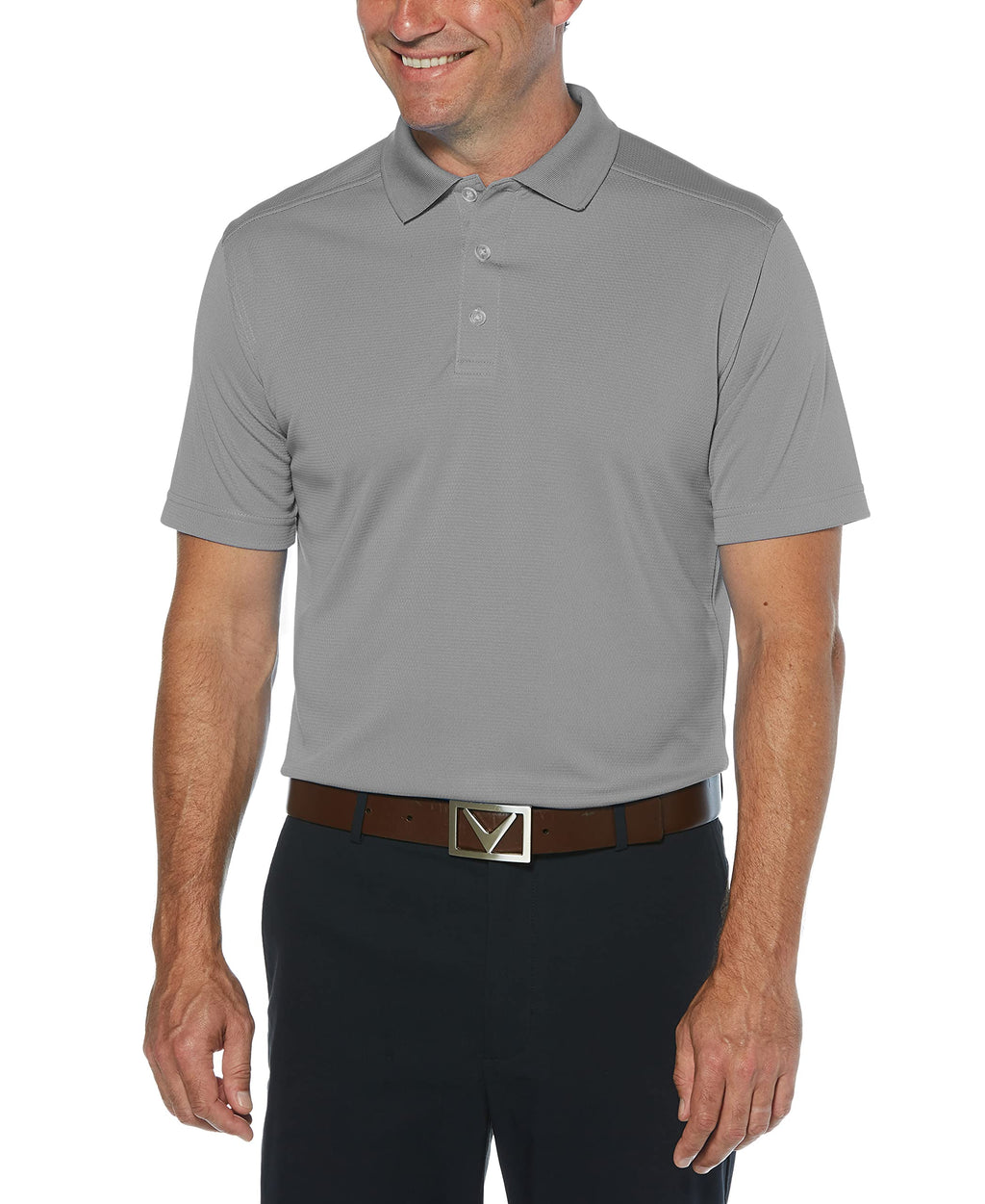 Callaway Men's Regular Short Sleeve Core Performance Golf Polo Shirt with Sun Protection (Size Small-4X Big & Tall), Smoked Pearl, Large