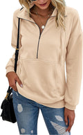 PRETTYGARDEN Women's Casual Pullover Sweatshirt - Long Sleeve Zipper & Drawstring Design