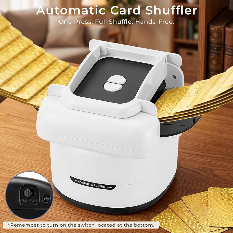 Automatic Card Shuffler Machine, 4-Deck, Rechargeable Anti-Jam