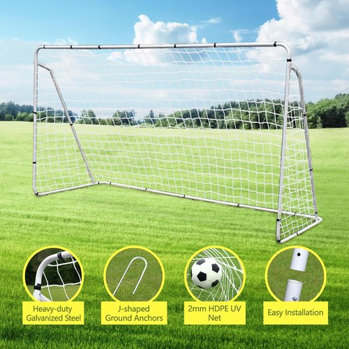 F2C Soccer Net - 12x6 FT Portable Soccer Goal for Kids & Adults | Steel Frame with Carry Bag & Ground Stakes