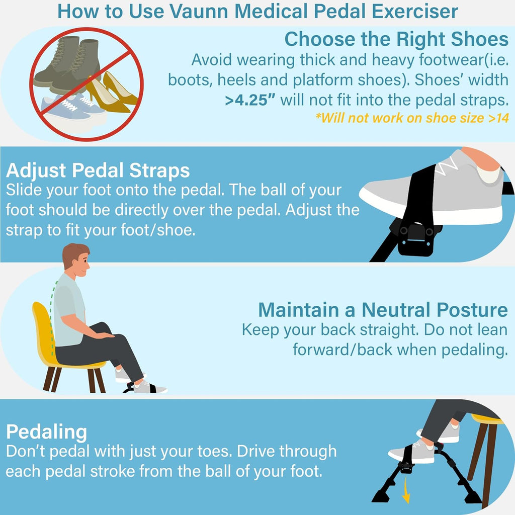 Vaunn Under Desk Bike Pedal Exerciser - LCD Display Mini Cycle for Arm & Leg Workout | Folding Desk Fitness Equipment