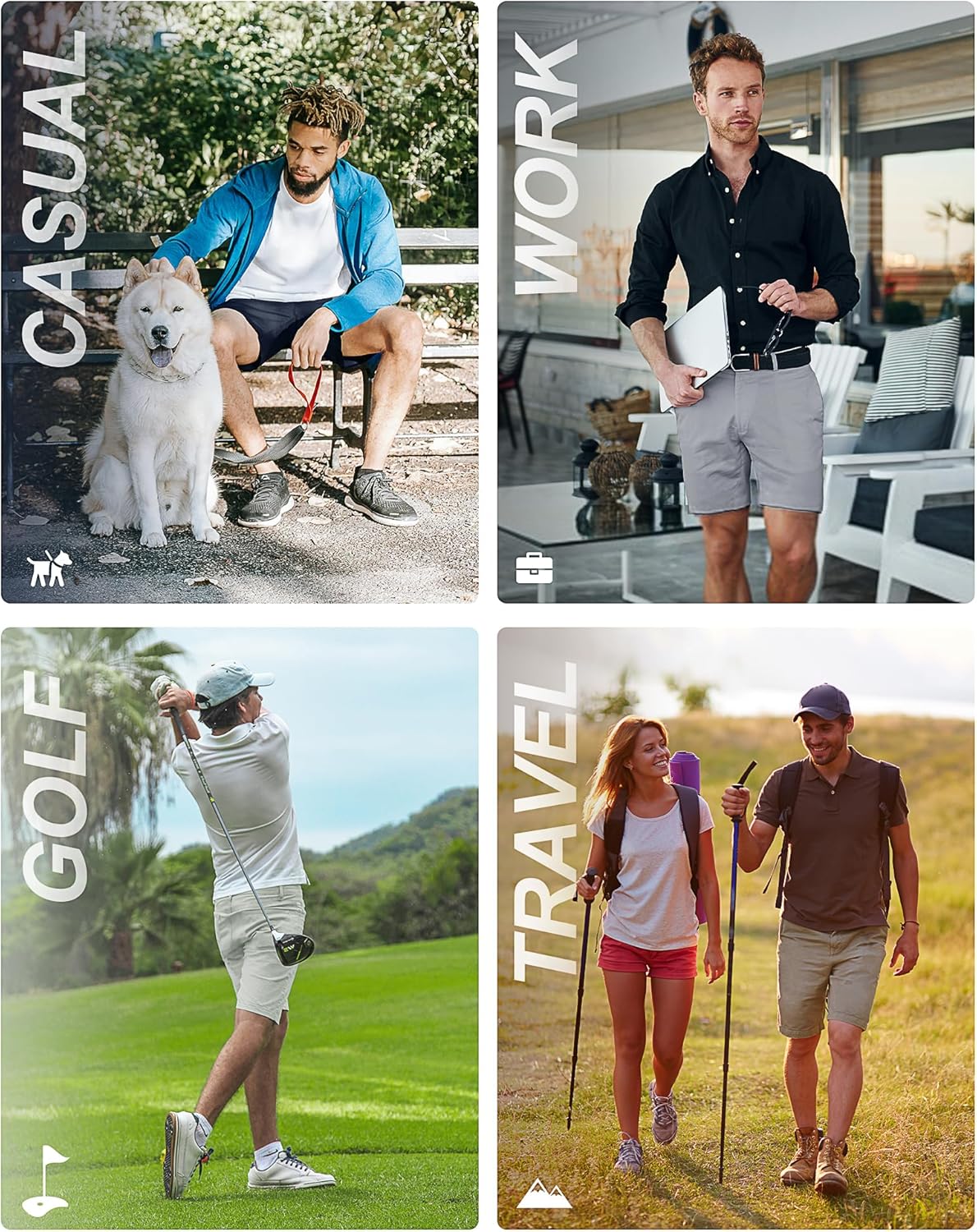 33,000ft Men's Golf Shorts - Quick Dry, Elastic Waist, Classic Fit | 9-Inch Inseam for Comfort