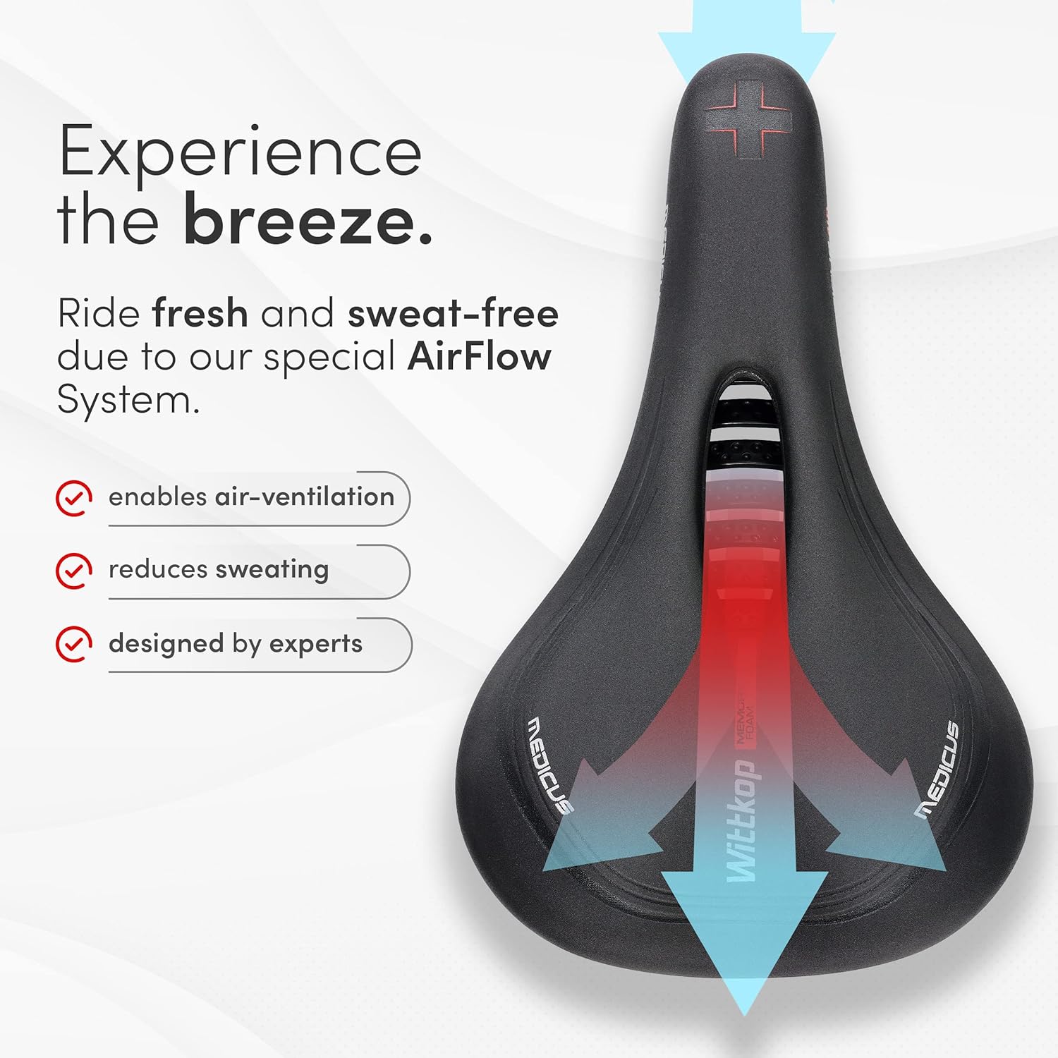 Wittkop Bike Seat - Waterproof Bicycle Saddle with 5-Zone Comfort Design | Ideal for Men, Women, BMX, MTB & Road Riding