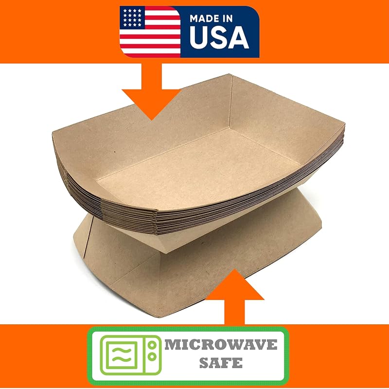 Extra Large Kraft Paper Food Boats – 100 Pack, 8.1x5.8x2.1 Inches, Disposable & Recyclable, For Condiments, Snacks & Catering (Variation: 100+3 LB)