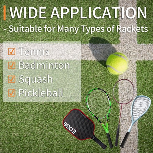 COIDEA Tennis Racket Grip Tape, 6 Pack Precut Anti Slip Tennis Grip Tape, Super Absorbent Dry Feel Tennis Grips Overgrip for Tennis, Pickleball, Black