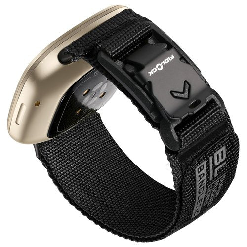 Bandletic Sport Band Compatible with Fitbit Versa 4 Bands for Men and Women, Soft Nylon Replacement Strap with Magnetic Fidlock V-Buckle for Fitbit Versa 3/Sense 2/Sense, Large, Black