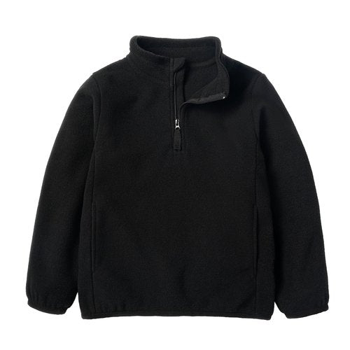 EIGIOO Toddler Boys Girls Fleece Quarter Zip Pullover Jacket Kids Lightweight Long Sleeve Outerwear 10-12 Years Black