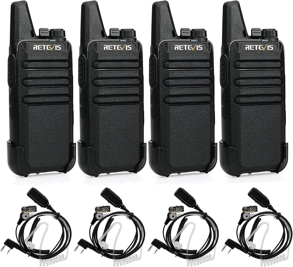 Retevis RT22 Two Way Radio - Long Range Rechargeable Walkie Talkie with VOX Earpiece | 4 Pack for Adults