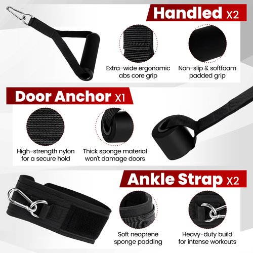 CRUNCHQUENCH Resistance Bands Set (11-Pack) – Tube Exercise Bands with Handles, Door Anchor & Carry Bag | Home Gym Fitness Equipment for Men & Women | Strength Training, Physical Therapy & Workouts