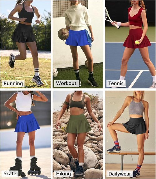 Hragc Athletic Running Shorts - Women's Flowy Butterfly Crossover Workout Skort with Pocket | Gym & Tennis