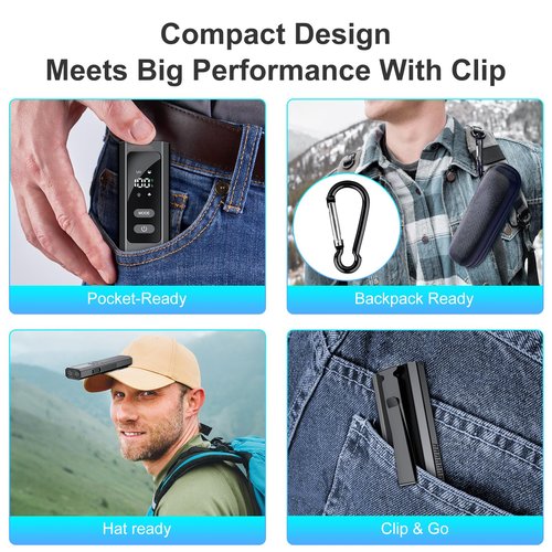 5-in-1 Rechargeable EDC Flat Flashlight, 1000 Lumens Pocket Torch with White LED, Green Beam, UV, Magnetic Base & Clip, Compact Flat Flashlight for Camping, Emergency, Work with Bag LT010 (Black)