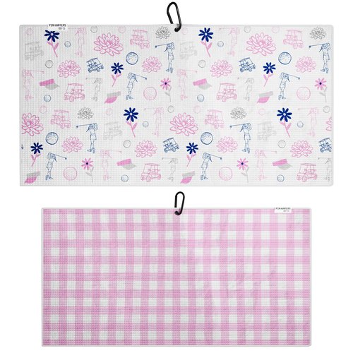 Pin Hunters Microfiber Golf Towel | Premium Waffle Towel with Clip | Large 31"×15.5" Towel for Golf Bags | Fun Gift for Wife | Stylish Golf Gear | Pink Blossoms Women's