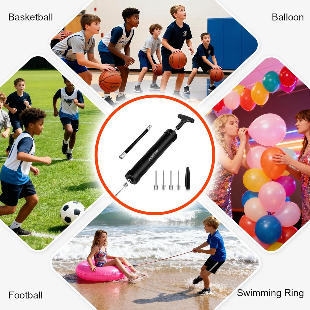 Skiennix 10-Inch Ball Pump Kit - Portable Air Pump with 5 Needles & Extension Hose for Sports Balls