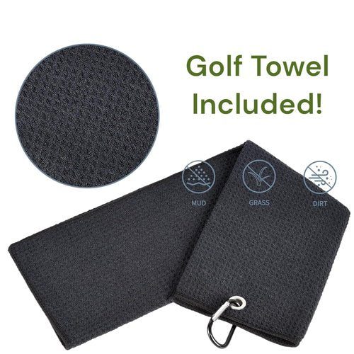 Elevate & Co Golf Brush & Towel Set - Anti-Leak Wet Cleaning Kit with Nylon-Bristle Brush, Easy Pump System, and Absorbent Towel - Golf Accessories for Clean Clubs & Better Performance