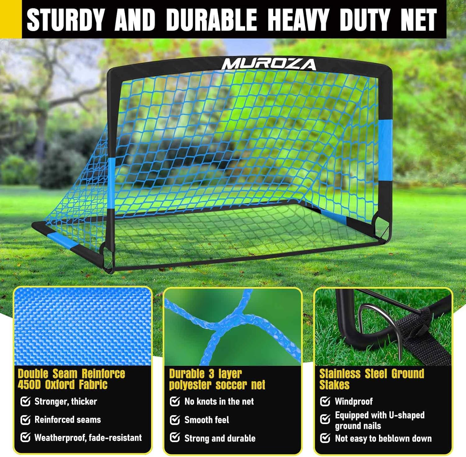 Skiennix Kids Soccer Goals - Portable Pop-Up Net Set with Soccer Ball & Cones - Complete Training Equipment for Backyard Fun