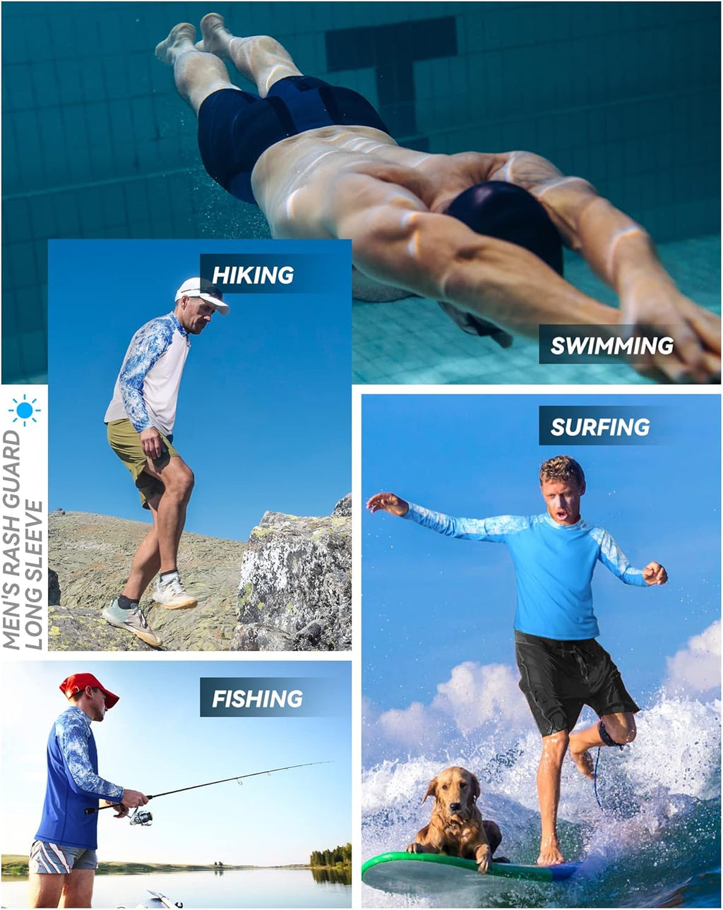 Skiennix Men's Long Sleeve Swim Shirt - UV Sun Protection Rash Guard | UPF 50+ Fishing Base Layer