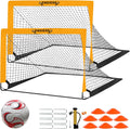 Skiennix Kids Soccer Goals - Durable 4'x3' Pop Up Net Set with Ball, Pump, Cones & Carry Bag
