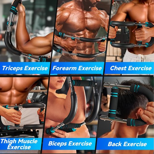 Twister Arm Trainer, Violetfox 60-100lb Adjustable Chest Workout Equipment Arm Exerciser, Portable Power Twister Workout Bar Strength Training Machine Home Fitness Equipment