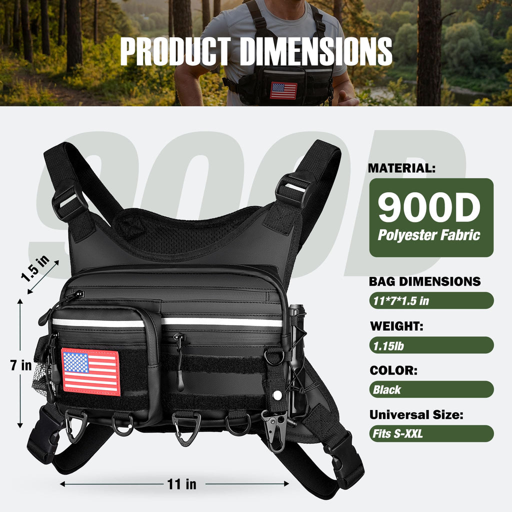 PLUSINNO Chest Bag For Men and Women, Chest Rig Tactical Vest for Sport, Running Phone Holder, EDC Travel Chest Pack for Hiking, Running, Motorcycling,Workouts