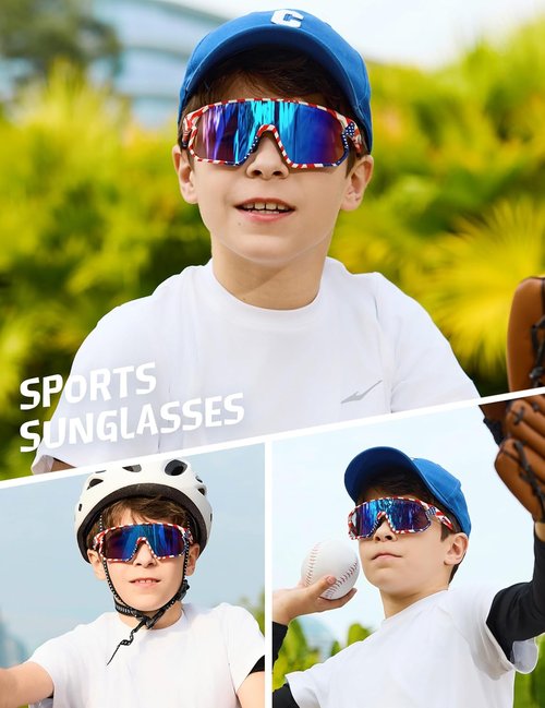 BIRCEN Kids Baseball Sunglasses - Polarized UV Protection for Boys & Girls Ages 5-12
